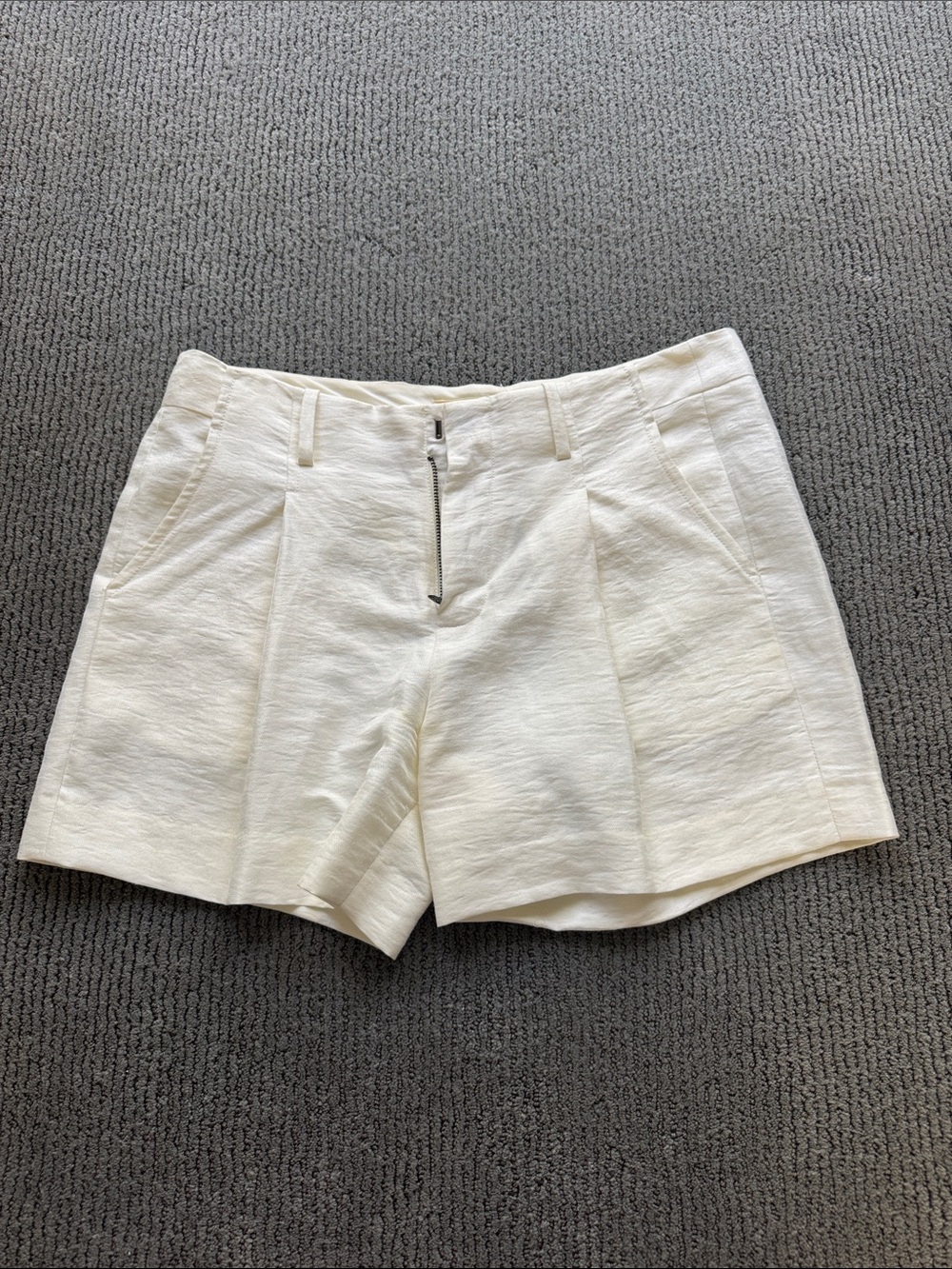 J Brand Cream High-Rise Tailored Shorts